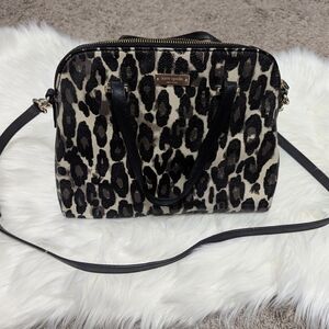 kate spade Leopard Print Dome Satchel - Black and Cream